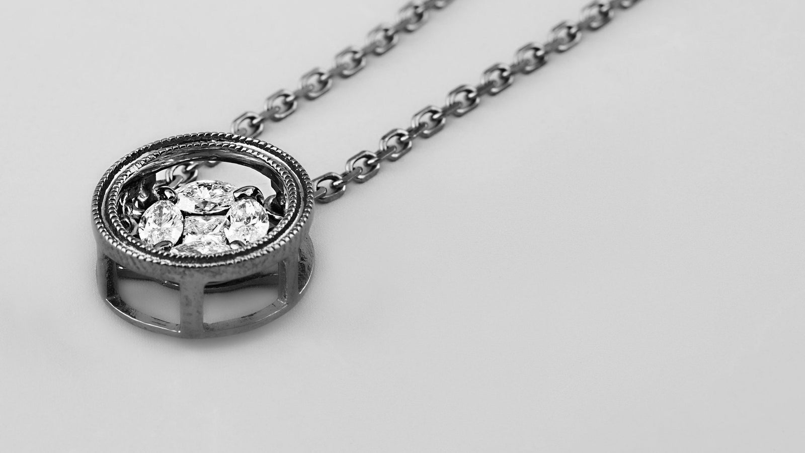 12mm 'Boulder' Dancing Diamond Disc Necklace