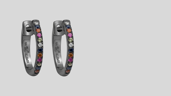 Multi-Color Sapphire Huggie Earrings