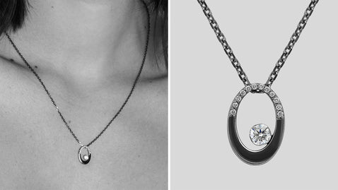 The Oval Floating Diamond Necklace